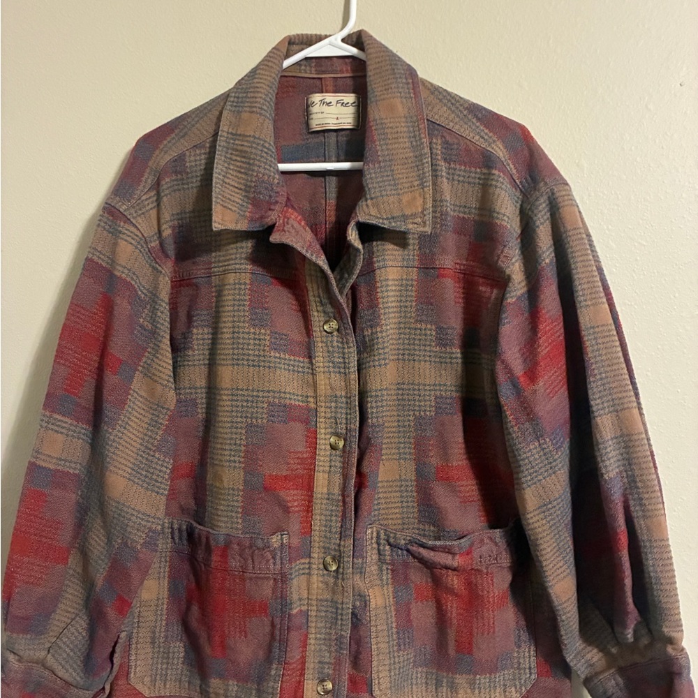 Free People “Be the Free” plaid jacket. Women’s size L.